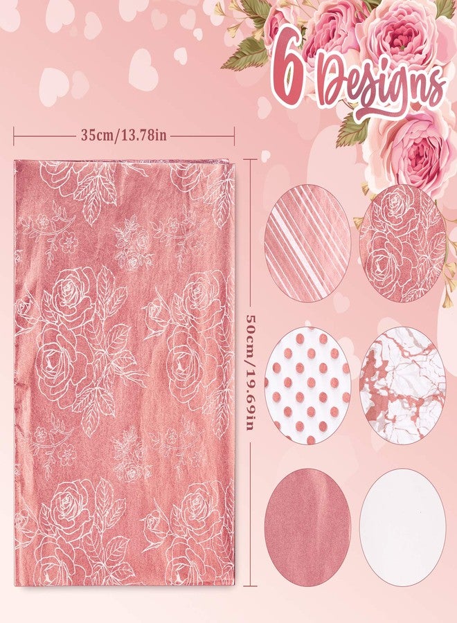 وولاين ورق تغليف هدايا أنيق ومتنوع من والين، 60 قطعة، لون ذهبي وردي، مقاس 13.8 × 19.7 بوصة، ورق تغليف مزين بالزهور لعيد الأم، ورق فني لحفلات الزفاف وأعياد الميلاد والأعمال الفنية اليدوية. - Image 2